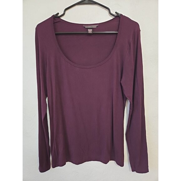 Victoria's Secret Tops - Y2k Victoria's Secret Henley Long Sleeve Shirt Purple gold Sz Med Gold Foil Logo